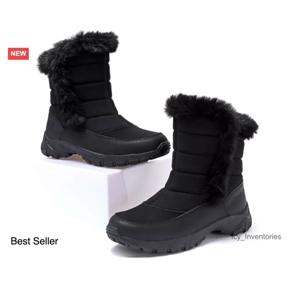Waterproof Insulated Snow Boots Lace Up Slip On Winter Shoes Classic Cozy Warm